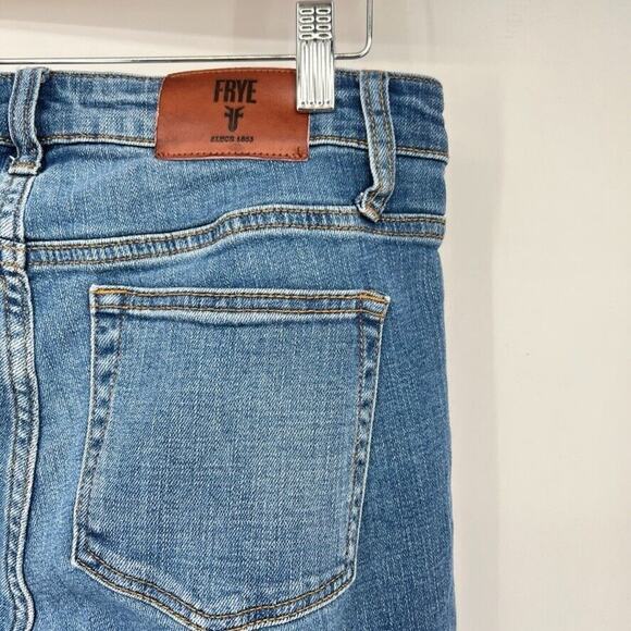 Frye Medium Wash Blue Skinny Jeans Mid Rise With Wiskering Women's 4 - Picture 6 of 8